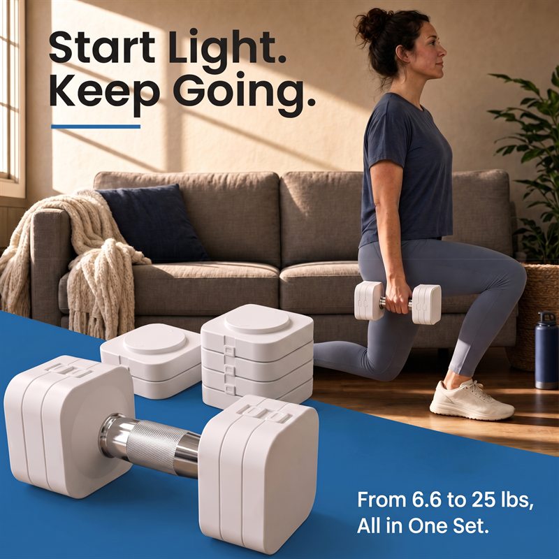 Finished listing image, adjustable dumbbells
